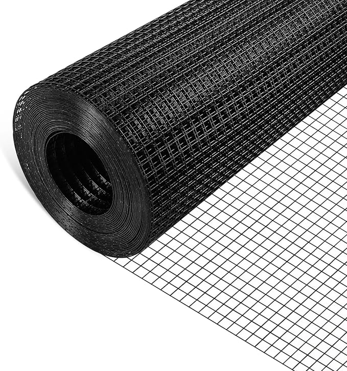 TUSON Black Hardware Cloth 1/2 inch 48 inch x 100 Foot 19 Gauge - Black Vinyl Coated Welded Wire Mesh Roll Chicken Wire Fencing Garden Fence Tree Guard Hardware Mesh Wire Fence Roll