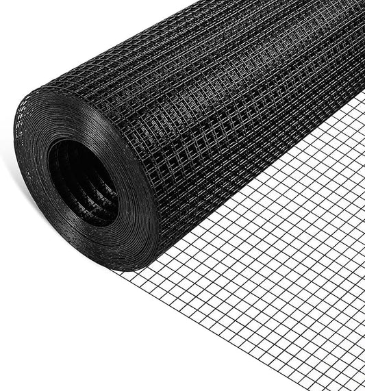 TUSON Black Hardware Cloth 1/2 inch 48 inch x 100 Foot 19 Gauge - Black Vinyl Coated Welded Wire Mesh Roll Chicken Wire Fencing Garden Fence Tree Guard Hardware Mesh Wire Fence Roll
