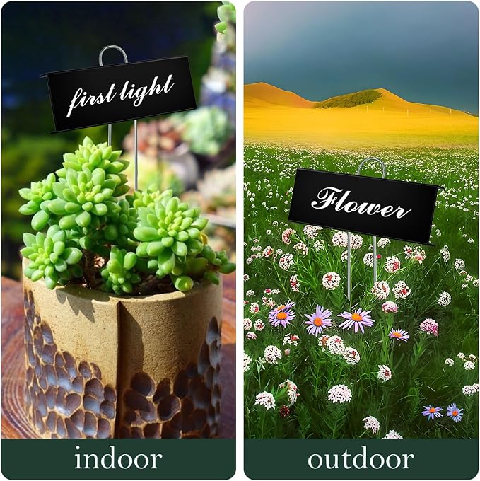 50 Pack Metal Plant Labels for Outdoor Garden Waterproof Plant Markers, Labels Garden Markers for Seedlings Herbs Vegetable Greenhouse Gifts, with Pen - Black