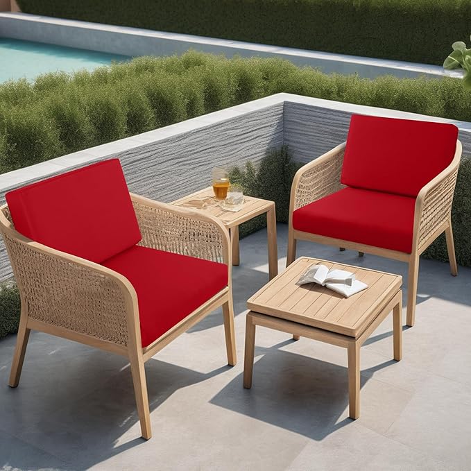 idee-home Outdoor Chair Cushions for Patio Furniture, Outdoor Seat Cushion | Waterproof Hampton Bay Deep Seat Replacement Couch Chair Cushions for Garden Backyard Red 28.5 x 28.5