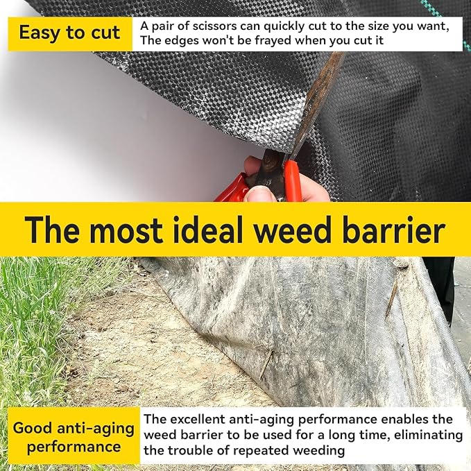 Weed Fabric Barrier Heavy Duty, 6FT x 300FT3.2oz Garden Weed Blocker Fabric, Landscaping Fabric, Weed Control Fabric Ground Cover Gardening Mat.