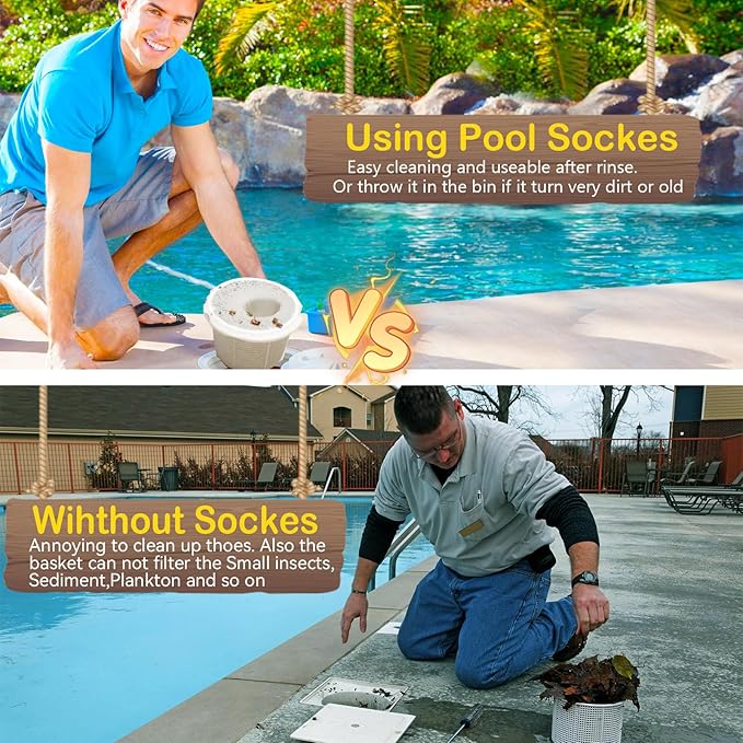 30 Pack Pool Skimmer Filter Socks for Inground Pool Or Above Ground Pool Filter, Ultra Fine Mesh Screen Liner Skimmer Basket Sock Scum Sock Saver, Debris Leaves Catcher