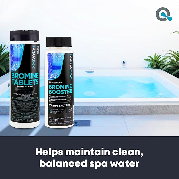 AquaDoc Bromine Tablets and Booster Bundle for Spa Hot Tubs - Includes 1.5lb Spa Tablets and 1lb Bromine Booster - Made in USA