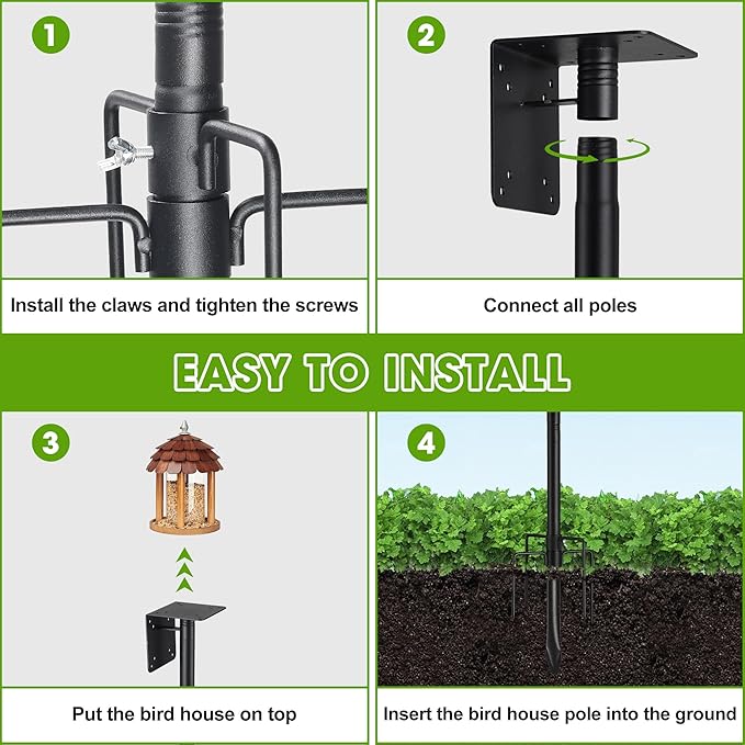 Bird House Pole for Outdoor, 60 Inch Heavy Duty Bird Feeder Pole with 5-Prong Base,1 Inch Diameter Bird Feeder Stand for Yard Garden Patio Watching (Without Bird House)