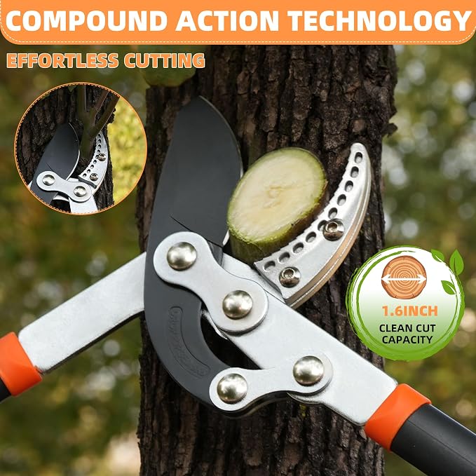 EWPJDK Loppers Hedge Shears & Pruners Combo Set 3-Piece Hedge Clippers, Heavy Duty Tree & Shrub Care Kit for Yard, Lawn & Garden, Professional Branch Cutter Tree Trimmer (Orange)