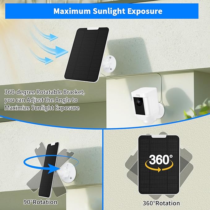 Solar Panel for Google Nest Camera Outdoor Battery Version,4W IP66 Waterproof Solar Power Charger with 13ft Cable,360° Adjustable Mount for Nest Cam Indoor/Outdoor Security Camera (Nest-2 Pack)