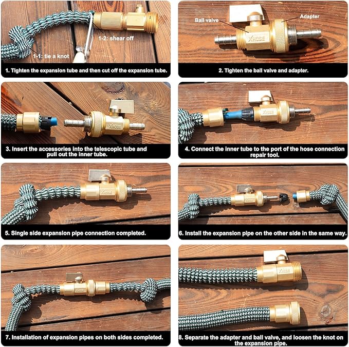 UNWAVER Garden Expandable Telescopic Hose end Adapter with Shut Off Valve Garden Retractable Hose Repair Kit fitting 2Set