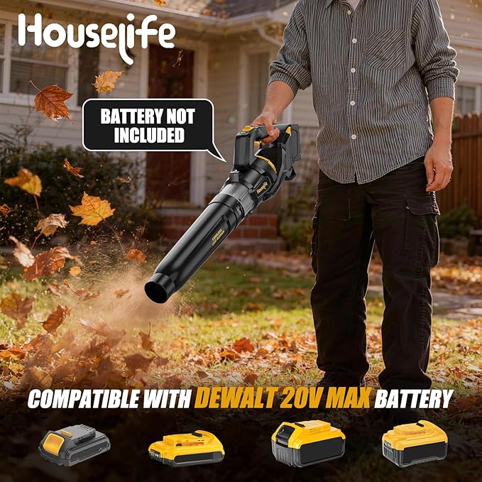 3-Piece Cordless Lawn Care Bundle Compatible with DEWALT 20V MAX Battery: 14" 40V(2x20V) Foldable Lawn Mower, 16" Brushless String Trimmer & 600 CFM Leaf Blower, Tool Only