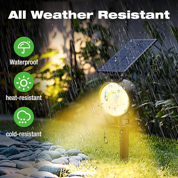 nipify 10 Pack Solar Spot Lights Outdoor Waterproof with 3 Modes, Solar Spotlight Light for Outside Yard Landscape Lighting Pathway Lights Wall,Warm White
