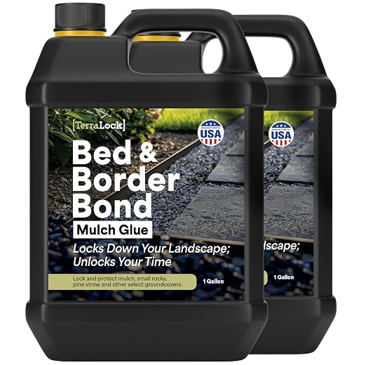 TerraLock Mulch Glue 2 Gallon, Landscape Adhesive for Mulch, Pea Gravel, Rock, and Pine Straw, Easy Spray and Hold, Weather Resistant, Made in the USA