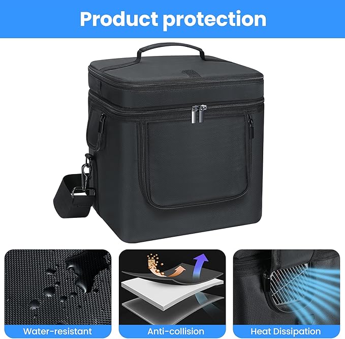 Carrying Bag Compatible with ECOFLOW River 2 Pro, Power Storage Bag with Adjustable Shoulder Strap, Soft Generator Cover with Side Zipper,28 * 27 * 23CM (Black, For River 2 Pro)