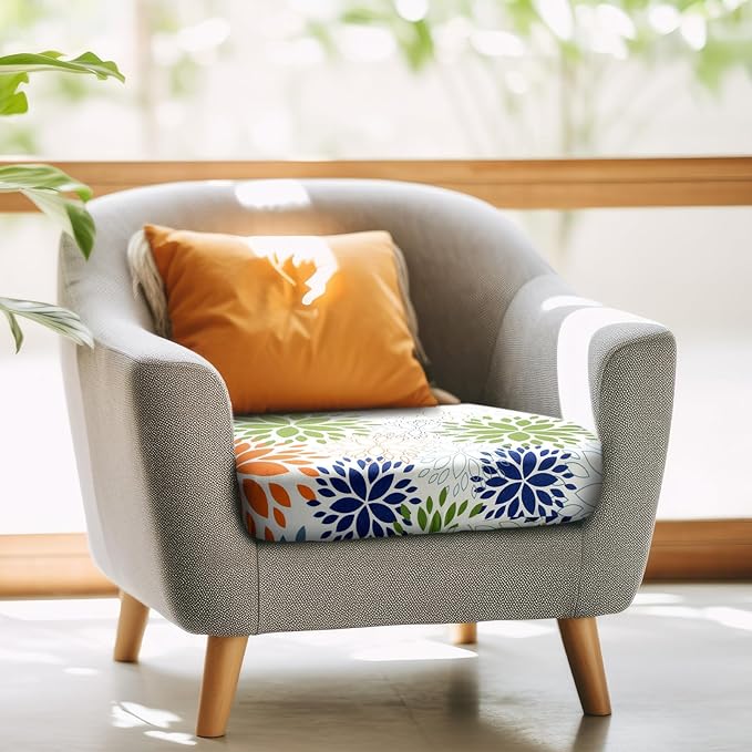 Hosuly 8 Pcs Summer Dahlia Sofa Cushion Cover for Patio Summer Floral Stretch Outdoor Sofa Seat Cushions Covers Tropical Flower Indoor Replacement Couch Slipcover Flexibility Chair Seat Cover