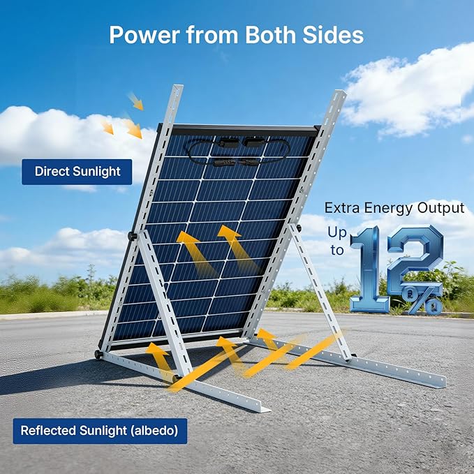 100W Solar Panel Bifacial 12v N-Type 16BB Solar Panel IP68 Waterproof PV Module 25.6% high Efficiency, Solar Panels 100w for Rooftop RV Farm Trailer Marine Home Off-Grid System