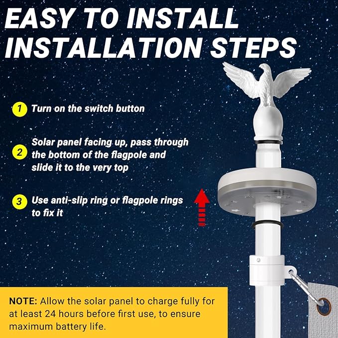 LETSTRY 7FT Flag Pole Kit for House with Solar Light and Adjustable Bracket, 1" Thickened Stainless Steel Outside Wall Mount Flagpole for 3x5 American Flag, for Residential, Outdoor or Porch (White)