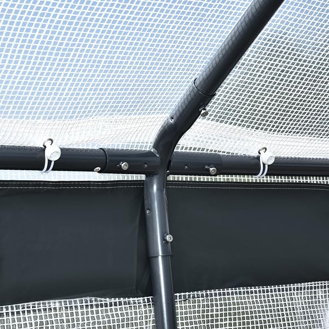 Outsunny 10' x 7' x 7' Greenhouse, Walk-in Outdoor Tunnel Green House with PE Cover, Steel Frame, 2 Roll-Up Zipper Doors & 4 Windows for Flowers, Vegetables, Tropical Plants, White