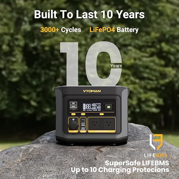 VTOMAN FlashSpeed 600 Portable Power Station, 499Wh LiFePO4 Battery, 600W AC (1200W Peak)/100W USB-C Output, Solar Generator (Solar Panel Optional) for Home Backup, Camping, Fishing, RVs