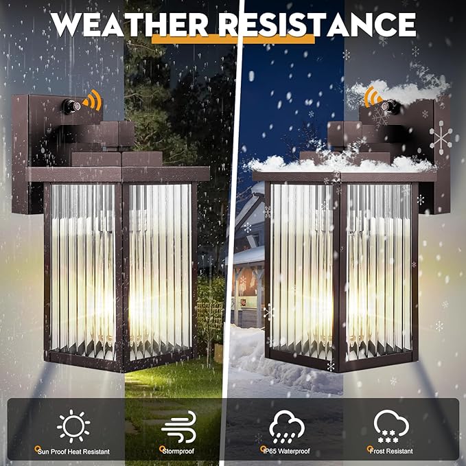 Outdoor Wall Lights for House Exterior, Dusk to Dawn Porch Lights Outdoor, Waterproof Matte Black Front Door Light Fixture & Garage Lighting with Wall Mount Sconce(Oil-Rubbed Bronze)