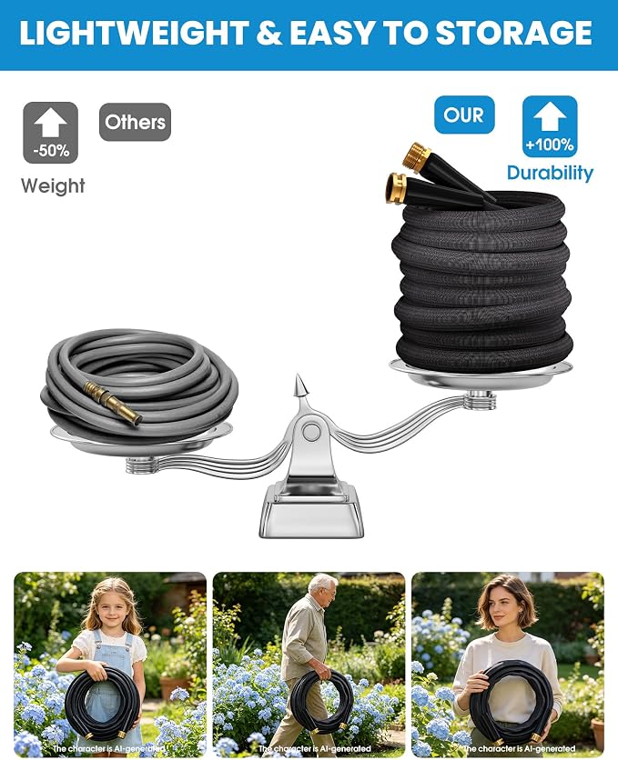 75 FT Garden Hose, Non-Expanding Water Hose, Ultra Flexible, Burst-Resistant, Kink-Free, High-Pressure Garden Hose for Easy All-Weather Use on Lawns, Gardens, and Outdoor Cleaning