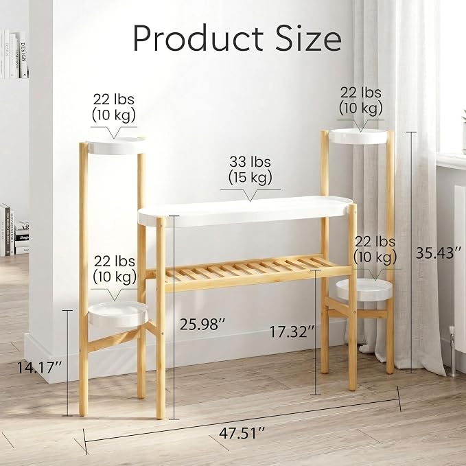 APRTAT Bamboo Plant Stand Indoor, 4 Tier Tall Plant Storage Stand Table Top for Multiple Plants, Window Plant Shelf Table Plant Rack for Balcony Garden Living Room Indoor Outdoor Home (4-Tier-12 Pot)