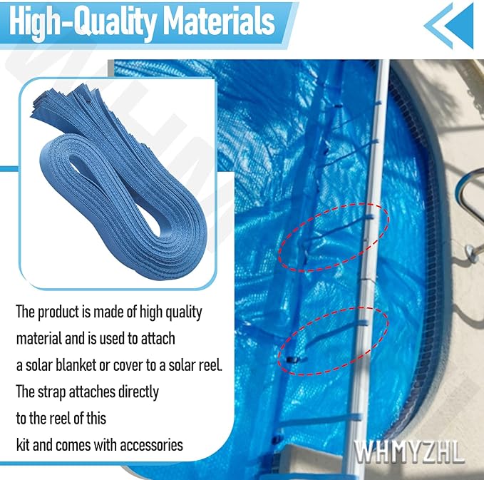 Tube and Solar Cover Fastening Kit FG-FASKIT for F-eherguard Inground and Aboveground Pool Roller - Includes 24 26" Straps, 24 Mounting Wcrews with Brackets, for Securing Solar Blankets to Solar Reels