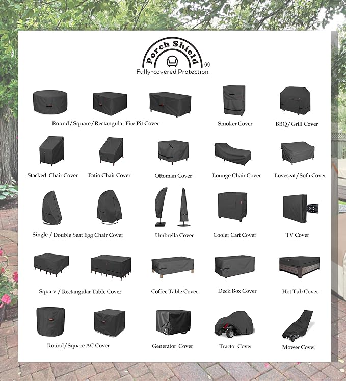 Porch Shield Patio Fire Pit Cover - Waterproof 600D Outdoor Rectangular Fire Table Cover Deck Box Protector - 48 x 28 inch, Black