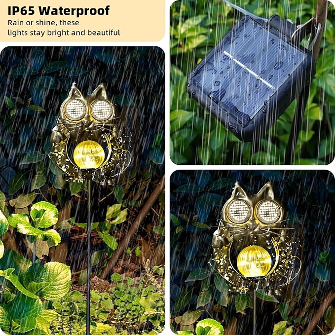 SRNPMIU Solar Lights Outdoor Decor, Solar Cat Yard Decorations Outdoor, Garden Decorative, IP65 Waterproof, Gifts for Women Mom, for Yard Patio Lawn Pathway Landscape