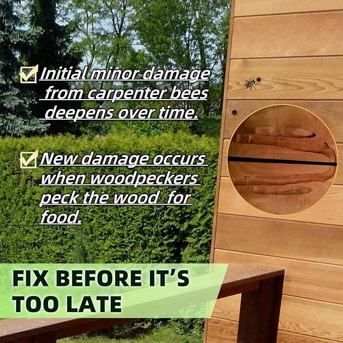 218 Pieces 3-in-1 Carpenter Bee Holes Repair Kit, Small Medium Large Wood Bee Hole Plugs, Carpenter Bee Corks Set, 3-Step Total Fix Solution