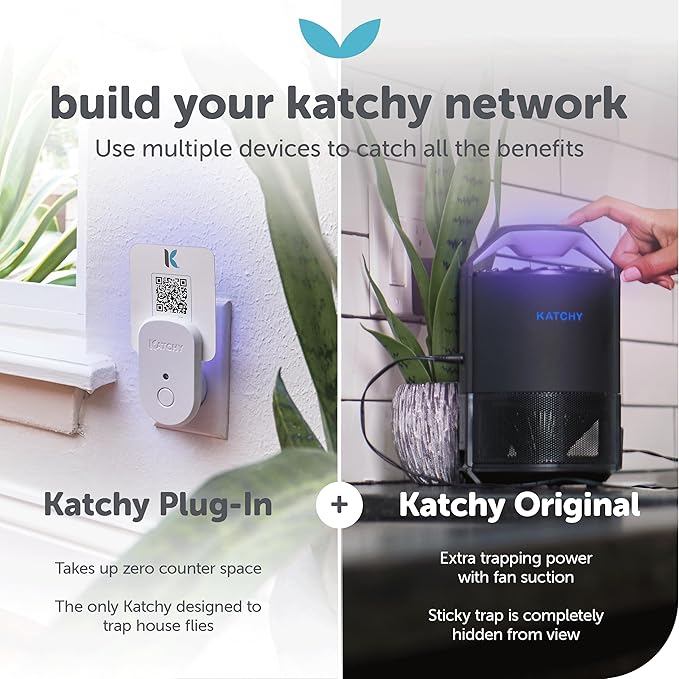 Katchy Plug-in Bug Trap Indoor – Fly Catcher for Mosquito, Gnat, Fruit Fly & Small Moth – Blue Light, Chemical-Free & Eco-Friendly – All Indoor Areas: Kitchen, Living Room & Plants (1 Pack)