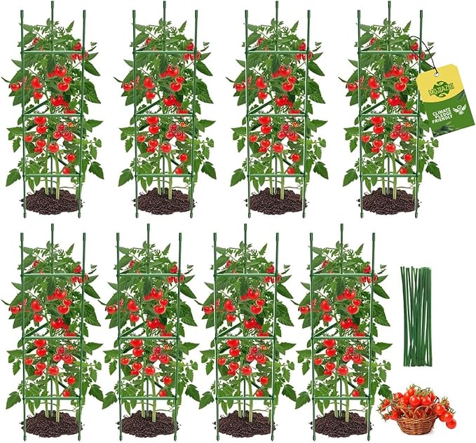 8PCS Tomato Cages for Garden, Tomato Trellis for Raised Garden Bed, 51.2" Tall Cage Plant Support for Pots, Gardening Supplies Trellis for Climbing Plants (8PCS，High: 51.2 Inch)