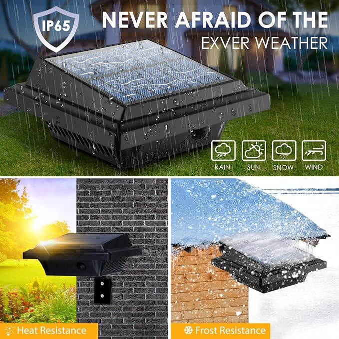 40LED Outdoor Solar Lights Solar-Powered LED Garden Wall Lamp Plastic Solar Light Waterproof for Walkways Stairways (8PCS Black_Warm White)