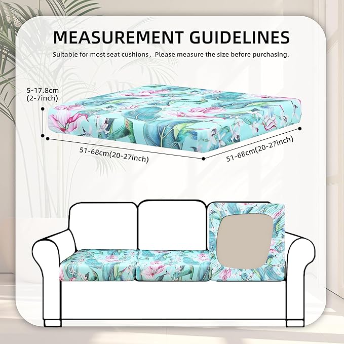 BIETYONE 8Pcs Stretch Patio Cushion Covers,Outdoor Couch Covers Replacement,Outdoor Couch & Sofa Slipcovers,for Patio Furniture Cushion Covers,Washable Reusable urniture Protector(Hummingbird,8PCS)