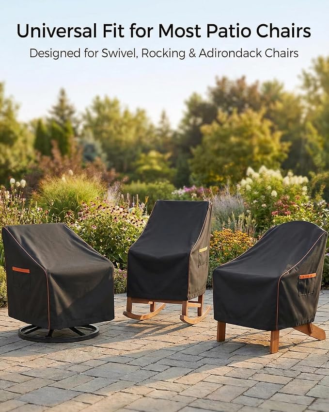 Outdoor Waterproof Patio Chair Covers, Heavy Duty Oxford Coating Weather Resistant Patio Furniture Covers 600D 26W x 27D x 34H inches 2-Pack, Black