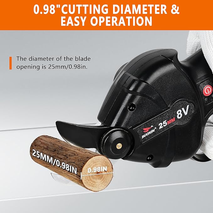 Electric Pruning Shears, 600g Ultra-Lightweight Cordless Pruner, 1" Cutting Capacity, SK5 Steel Blade, 5000mAh Battery, USB-C Charging, Brushless Motor, for Vineyards, Fruit Trees, Gardens