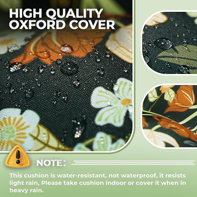 Chaise Lounge Cushions Outdoor Set of 2, 74.4 x 22 x 4.7 Inches Thickened Lounge Chair Cushions Waterproof for Outdoor Furniture with Ties, Non-Slip Patio Pool Lounge Cushions, Green Floral