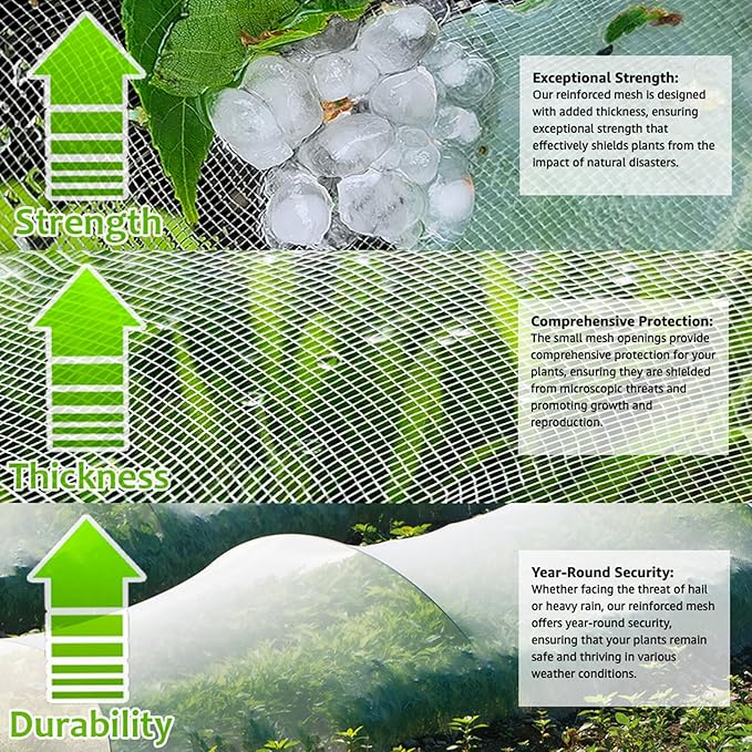 Garden Netting, Plant Covers 10x33Ft Net Ultra Fine Mesh Protection Netting for Vegetable Plants Fruits Flowers Crops Greenhouse Row Cover Raised Bed Barrier Screen Protection Net Cover