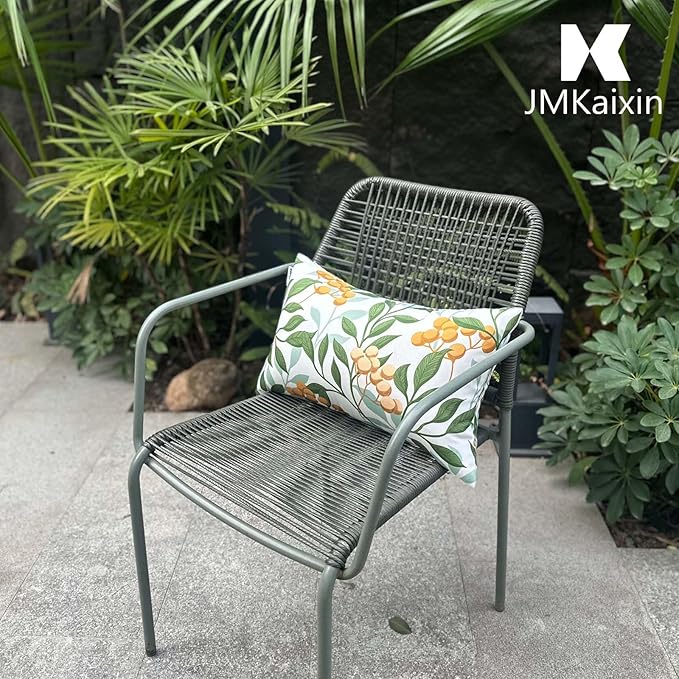 Pack of 2 Patio Lumbar Pillows, 12"x20" Fade Resistant Outdoor Waterproof Lumbar Pillow with Inners, Decorative Garden Lumbar Cushions for Home Patio Terrace Sofa Use