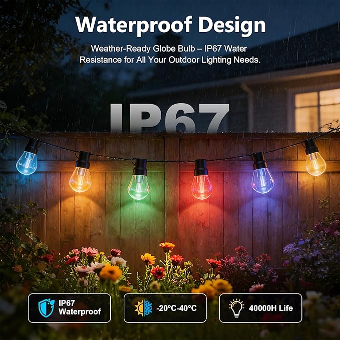 NUERPO Beizelte Outdoor String Lights