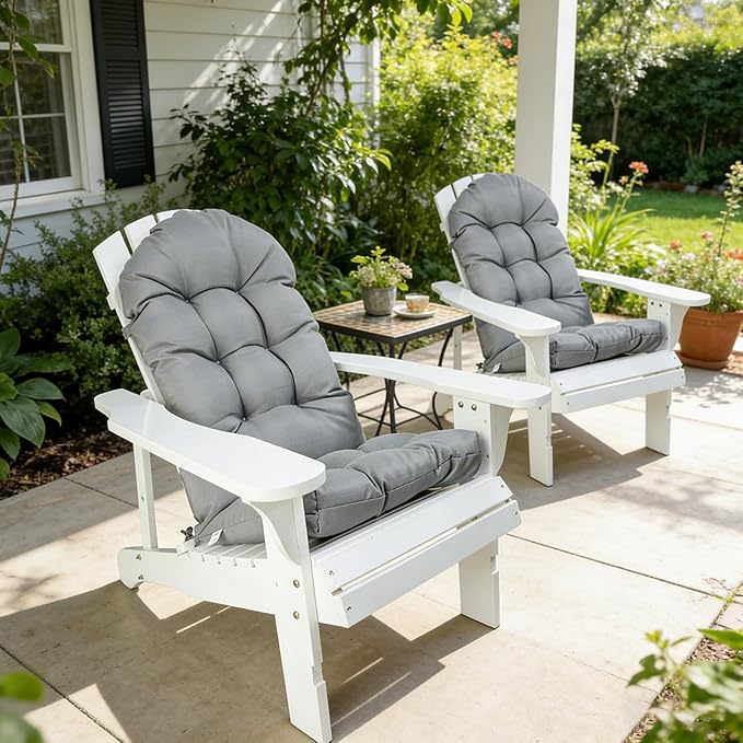 Enipate Weather Resistant Cushions for Adirondack Chair High Back Rocking Chair Cushion Indoor Outdoor Patio Tufted Lounge Cushion Seat Pads