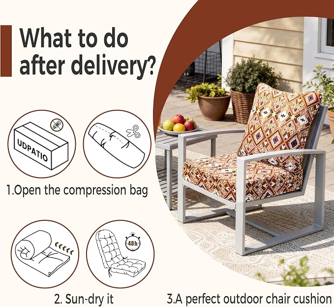 Art Leon Waterproof Outdoor Seat Cushion 24"x 24" 30D High Density Foam Patio Chair Cushions with Non-Slip Backing Patio Cushions for Patio Furniture Porch Swing Garden Bench Camping Stadium