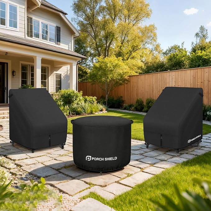 Porch Shield Patio Chair Covers -Waterproof Outdoor Lounge Deep Seat Lawn Chair Cover 2 Pack - 30W x 33D x 34H inch, Black