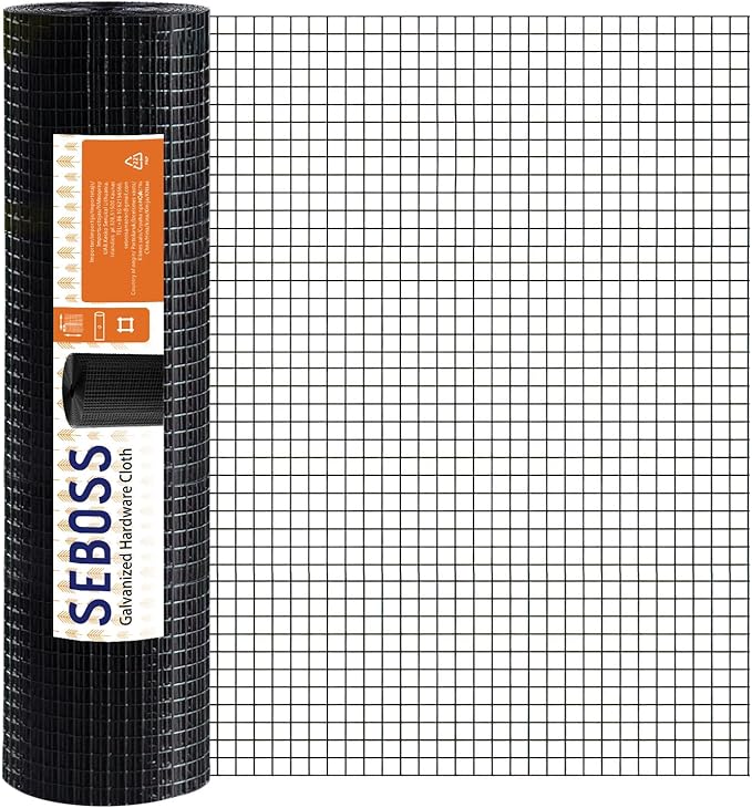 SEBOSS Hardware Cloth - 1/4 Inch Wire Mesh Roll, 48 inches x 100 feet, 23-Gauge, Chicken Wire Fencing, Garden Fencing, Chicken Wire Mesh, and Durable Outdoor Wire Cloth Applications