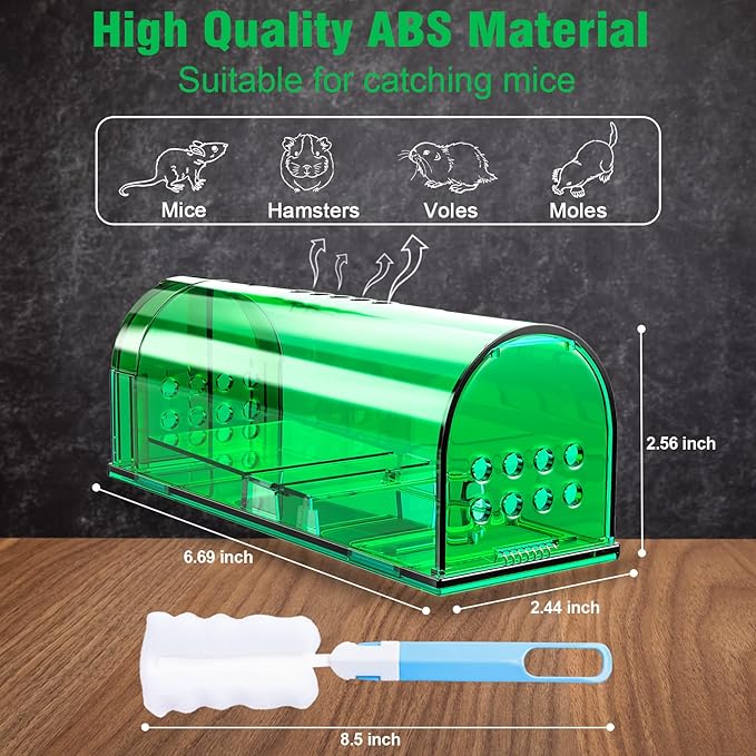 4 Pcs Humane Mouse Traps No Kill, Live Mouse Trap, Reusable Mice Trap Catch for House & Outdoors
