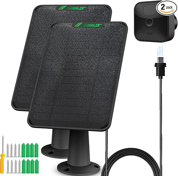 Solar Panel for Blink Camera Outdoor, 6W Solar Panel with Battery Compatible with Blink Outdoor 3 & 4 XT XT2 Camera, Solar Charger with Rubber Plug,13.1ft Cable, IP65 Waterproof