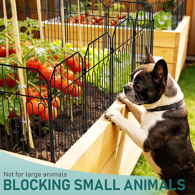 Goovilla Garden Fence, Total 10ft(L) x 21in(H) Garden Fencing Animal Barrier, 10 Pcs Rustproof Metal Wire No Dig Fence Panels, Black Decorative Garden Fences and Borders for Dogs, Flower Bed, Patio