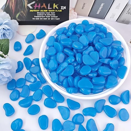 300PCS 1-1.2" Glow in The Dark Rocks Glow in The Dark Stones Glowing Garden Pebbles Luminous Rocks for Lawn Patio Walkway Outdoor Decoration,Bule