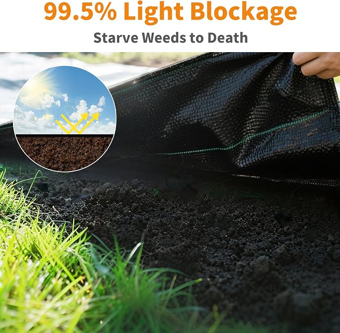 AMAGABELI GARDEN & HOME 4ft x 300ft Weed Barrier Landscape Fabric 3.2oz Garden Cloth Heavy Duty Weed Control Blocker Mat Gardening Ground Cover Non Woven Geotextile Block Fabric Driveway Underlayment