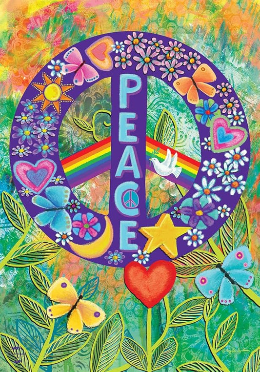 Briarwood Lane Peace Floral House Flag Primitive Everday 28" x 40"