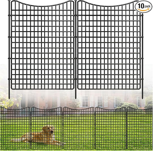 ULIOK 10 Panels No Dig Decorative Garden, Dog Fence Outdoor for Yard, 36in(H) x 25.2 ft(W) Tall Animal Barrier Fence Panels, Rustproof Ground Stakes Temporary Wire Screen for Yard, Patio