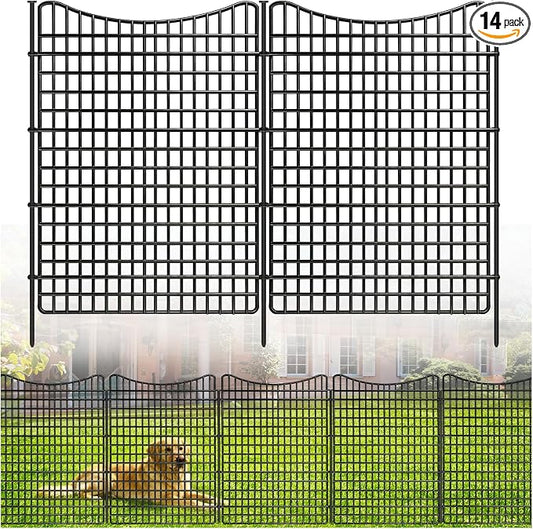ULIOK 14 Panels Dog Fence Outdoor for Yard, Garden Fence Animal Barrier, 36 in(H) X 35.36 ft(W) No Dig Garden Fencing Outdoor, Dogs Rabbits Blocker Metal Wire Decorative Fences for Yard, Patio