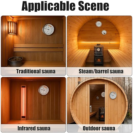 Sauna Thermometer and Hygrometer Combo – Precise Temperature & Humidity Gauge for Sauna Roomsk, Temperature Range 70-250°F, Humidity Range 0-100%